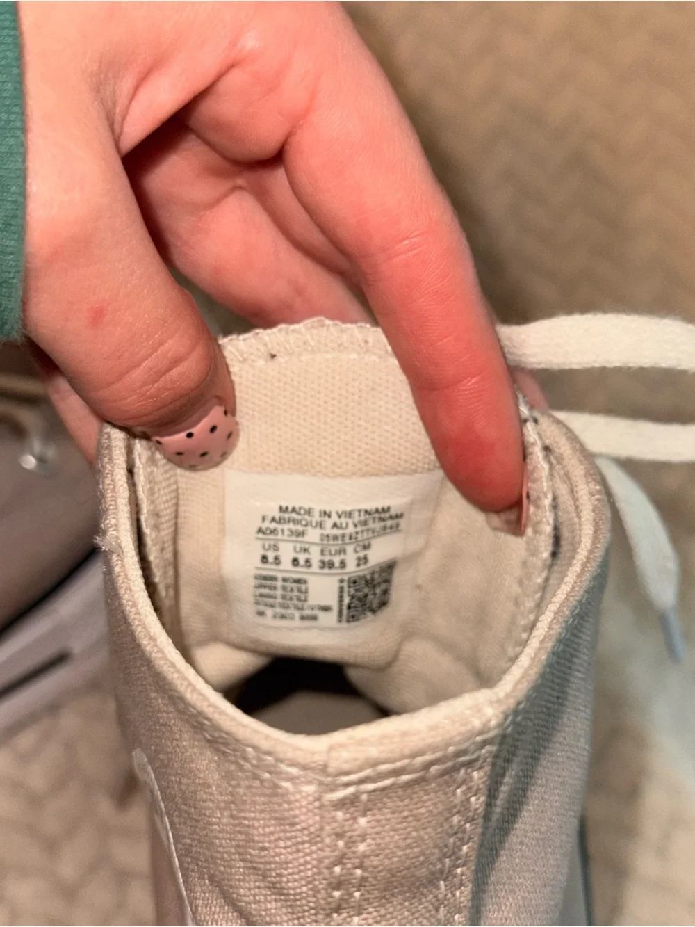 High-Top Platform Canvas Sneakers in Beige and White